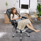 Fauteuil de direction ergonomique chauffant avec massage à 2/4/6 points, repose-pieds rétractable et revêtement en cuir PU
