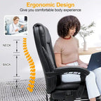 Fauteuil de direction ergonomique chauffant avec massage à 2/4/6 points, repose-pieds rétractable et revêtement en cuir PU