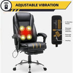 Fauteuil de direction ergonomique chauffant avec massage à 2/4/6 points, repose-pieds rétractable et revêtement en cuir PU