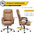 Fauteuil de direction ergonomique chauffant avec massage à 2/4/6 points, repose-pieds rétractable et revêtement en cuir PU