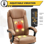Fauteuil de direction ergonomique chauffant avec massage à 2/4/6 points, repose-pieds rétractable et revêtement en cuir PU