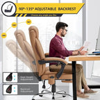 Fauteuil de direction ergonomique chauffant avec massage à 2/4/6 points, repose-pieds rétractable et revêtement en cuir PU
