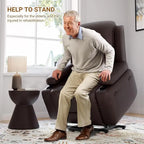 Fauteuil inclinable électrique avec fonction massage, porte-gobelets et poche latérale.