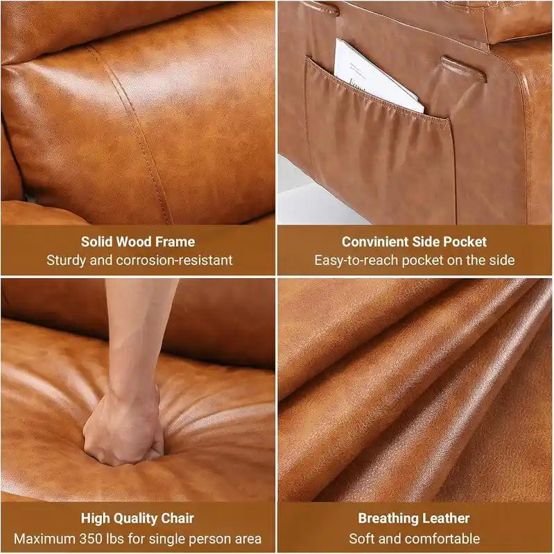 Fauteuil inclinable électrique avec fonction massage, porte-gobelets et poche latérale.
