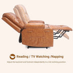 Fauteuil inclinable électrique avec fonction massage, porte-gobelets et poche latérale.