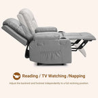 Fauteuil inclinable électrique avec fonction massage, porte-gobelets et poche latérale.