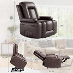 Fauteuil inclinable électrique avec fonction massage, porte-gobelets et poche latérale.