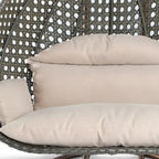 Fauteuil suspendu œuf LeisureMod pour 2 personnes avec support - Balancelle hamac/fauteuil roulant d'extérieur/intérieur en rotin tressé avec coussins