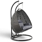 Fauteuil suspendu œuf LeisureMod pour 2 personnes avec support - Balancelle hamac/fauteuil roulant d'extérieur/intérieur en rotin tressé avec coussins