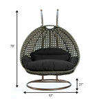 Fauteuil suspendu œuf LeisureMod pour 2 personnes avec support - Balancelle hamac/fauteuil roulant d'extérieur/intérieur en rotin tressé avec coussins