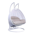 Fauteuil suspendu œuf LeisureMod pour 2 personnes avec support - Balancelle hamac/fauteuil roulant d'extérieur/intérieur en rotin tressé avec coussins