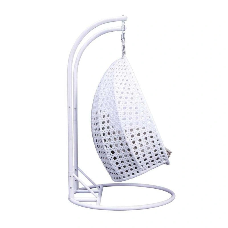 Fauteuil suspendu œuf LeisureMod pour 2 personnes avec support - Balancelle hamac/fauteuil roulant d'extérieur/intérieur en rotin tressé avec coussins
