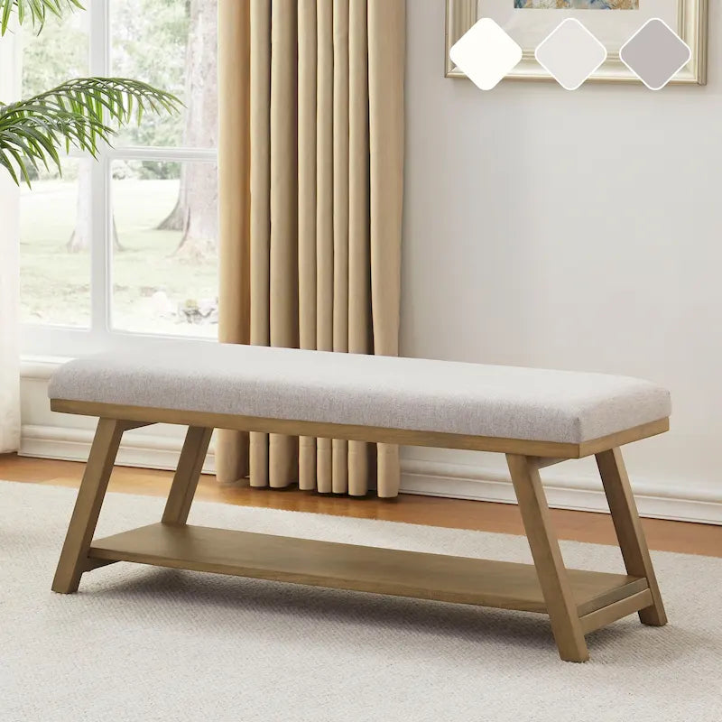 Banc à chaussures en bois massif avec coussin, banc à chaussures d'entrée