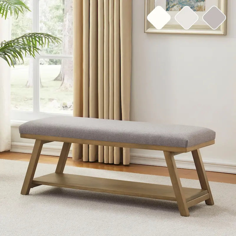 Banc à chaussures en bois massif avec coussin, banc à chaussures d'entrée
