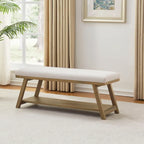 Banc à chaussures en bois massif avec coussin, banc à chaussures d'entrée