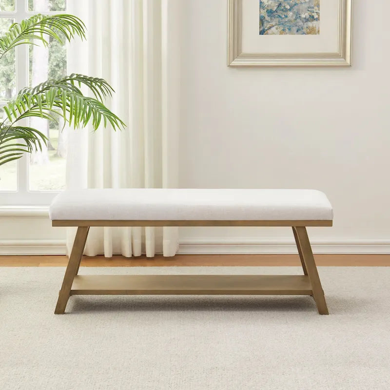 Banc à chaussures en bois massif avec coussin, banc à chaussures d'entrée