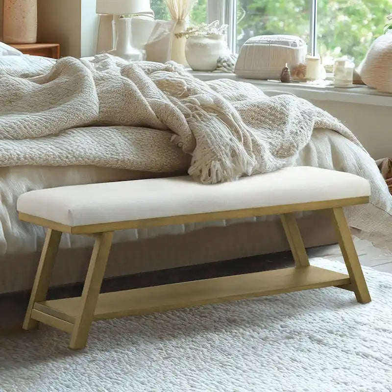 Banc à chaussures en bois massif avec coussin, banc à chaussures d'entrée