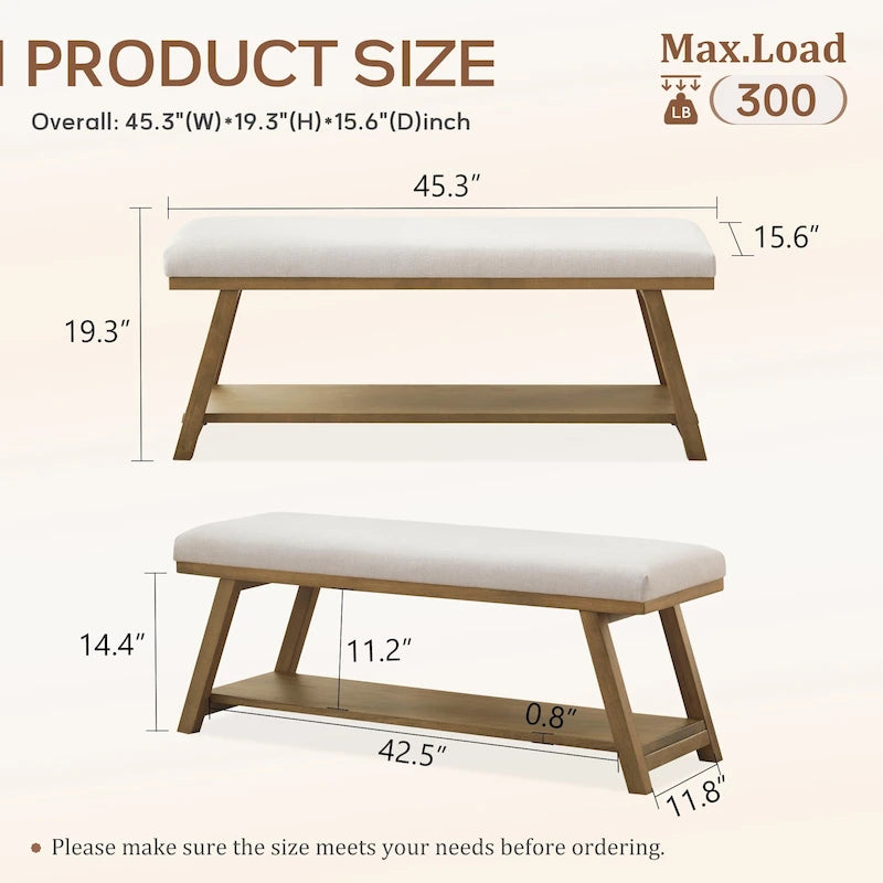 Banc à chaussures en bois massif avec coussin, banc à chaussures d'entrée