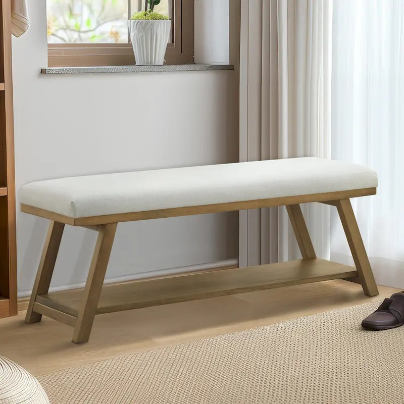Banc à chaussures en bois massif avec coussin, banc à chaussures d'entrée
