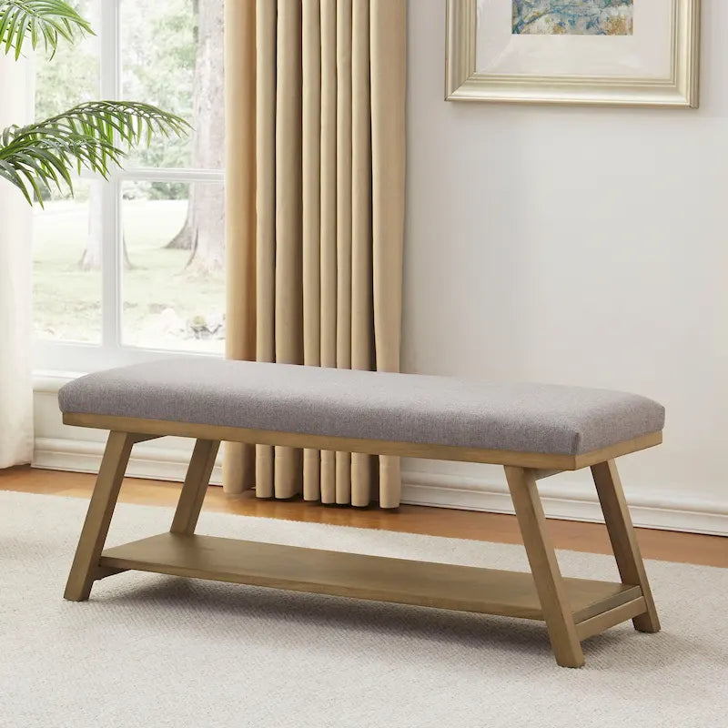 Banc à chaussures en bois massif avec coussin, banc à chaussures d'entrée