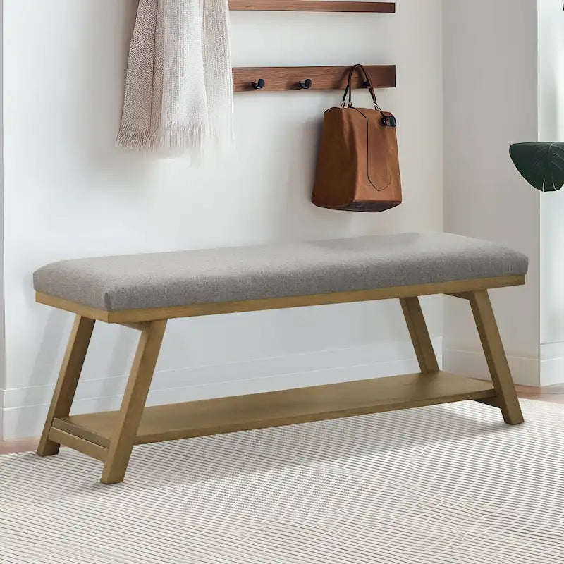 Banc à chaussures en bois massif avec coussin, banc à chaussures d'entrée