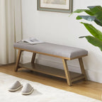 Banc à chaussures en bois massif avec coussin, banc à chaussures d'entrée