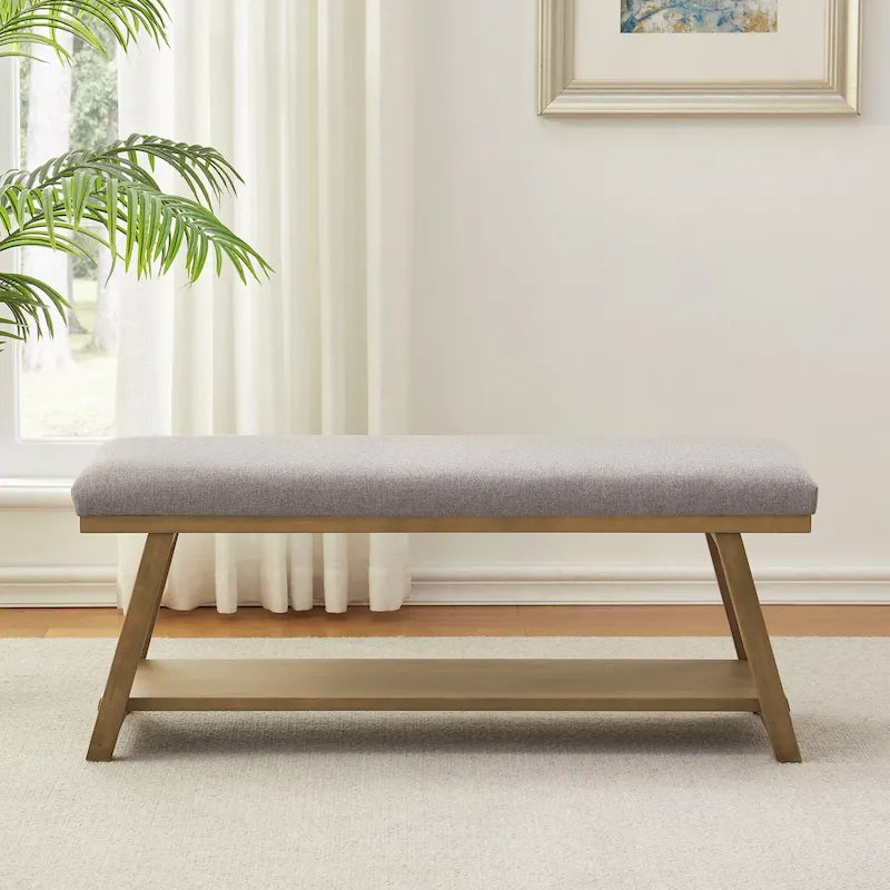 Banc à chaussures en bois massif avec coussin, banc à chaussures d'entrée
