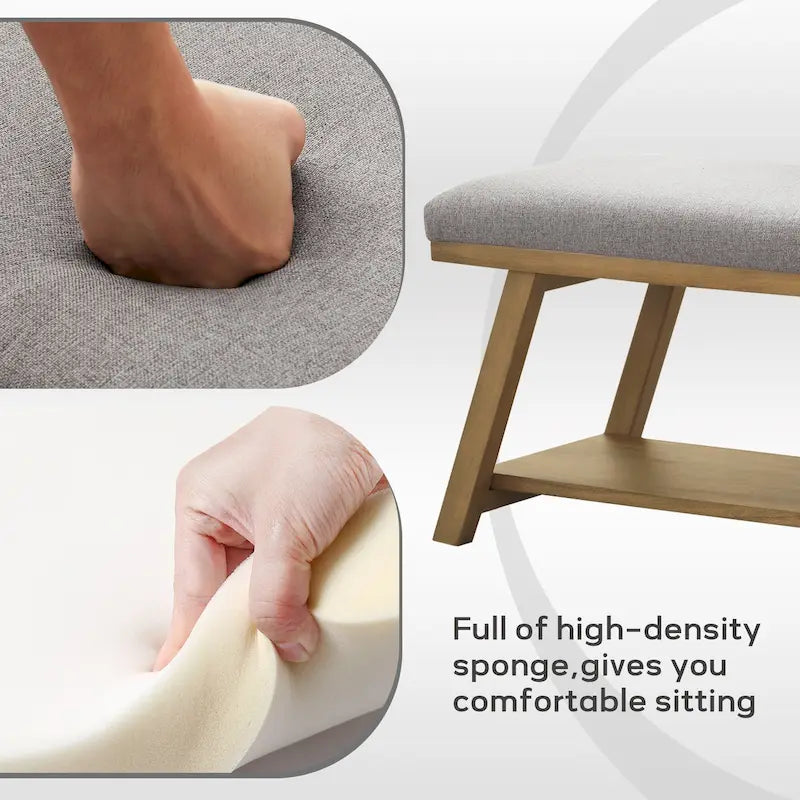 Banc à chaussures en bois massif avec coussin, banc à chaussures d'entrée