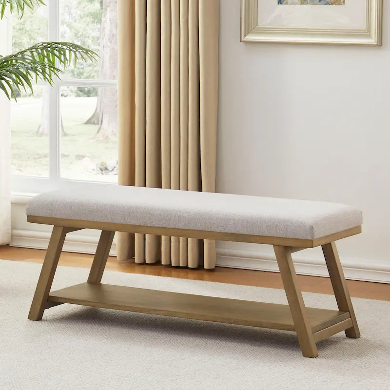 Banc à chaussures en bois massif avec coussin, banc à chaussures d'entrée