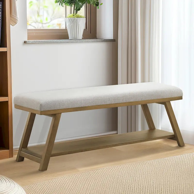 Banc à chaussures en bois massif avec coussin, banc à chaussures d'entrée