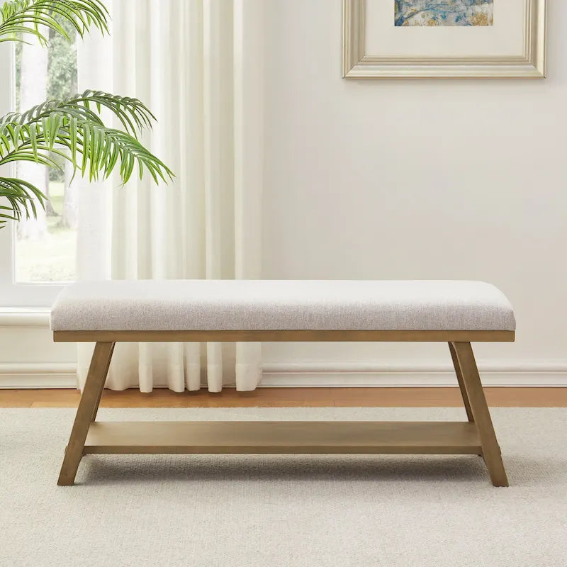 Banc à chaussures en bois massif avec coussin, banc à chaussures d'entrée