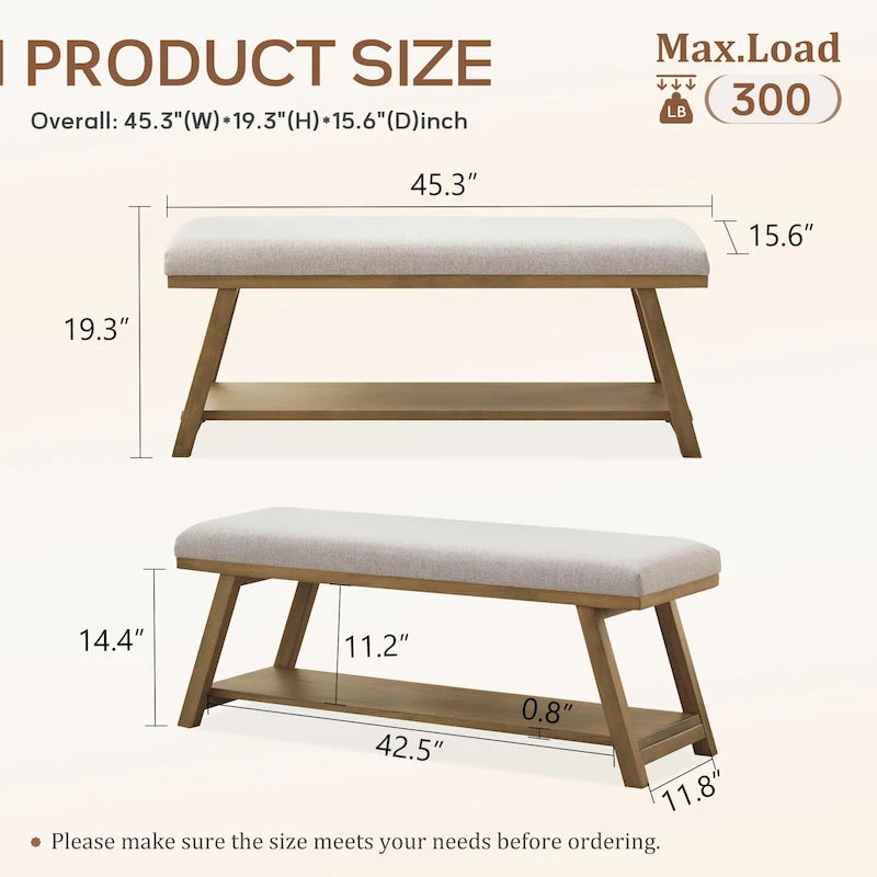 Banc à chaussures en bois massif avec coussin, banc à chaussures d'entrée