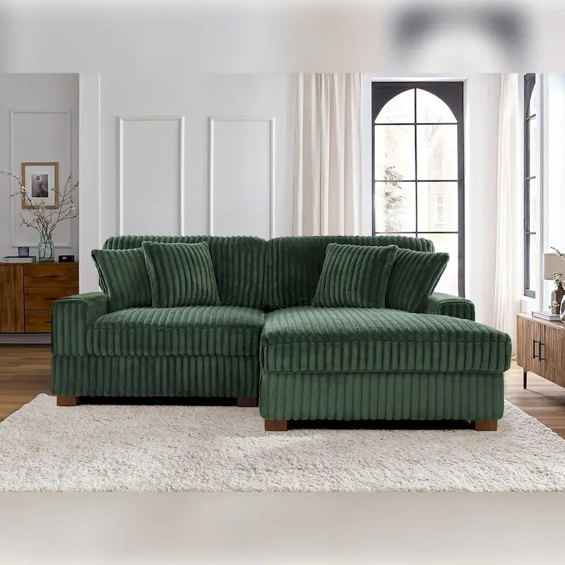 Canapé d'angle modulaire Anne 81 W en velours côtelé moelleux et confortable