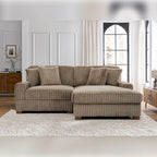 Anne 81 W Comfy Upholstered Plush Corduroy Modular Sectional Sofa