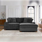 Canapé d'angle modulaire Anne 81 W en velours côtelé moelleux et confortable