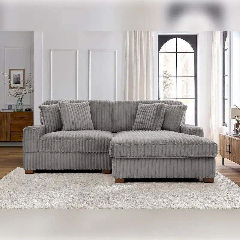Canapé d'angle modulaire Anne 81 W en velours côtelé moelleux et confortable