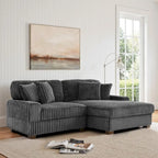 Canapé d'angle modulaire Anne 81 W en velours côtelé moelleux et confortable