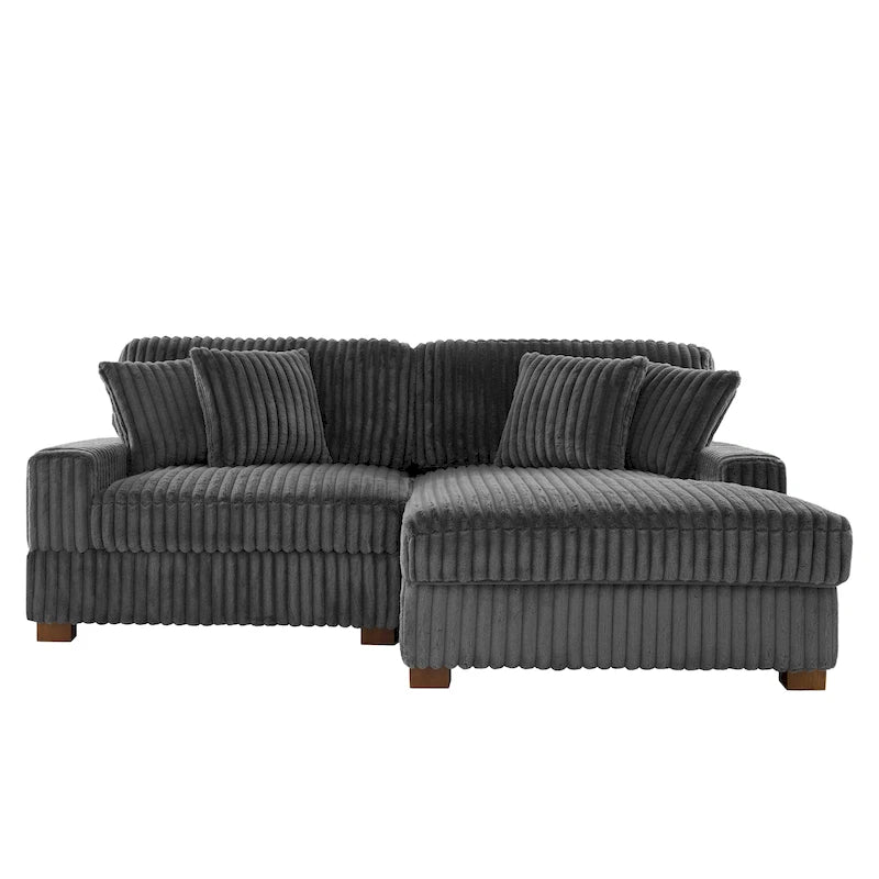 Canapé d'angle modulaire Anne 81 W en velours côtelé moelleux et confortable