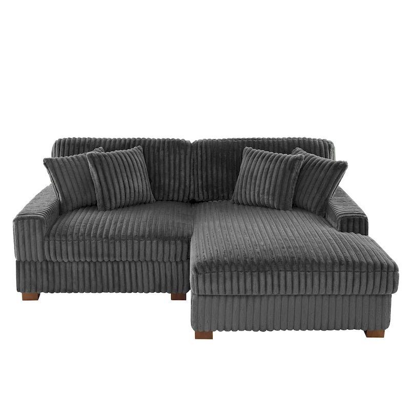 Canapé d'angle modulaire Anne 81 W en velours côtelé moelleux et confortable