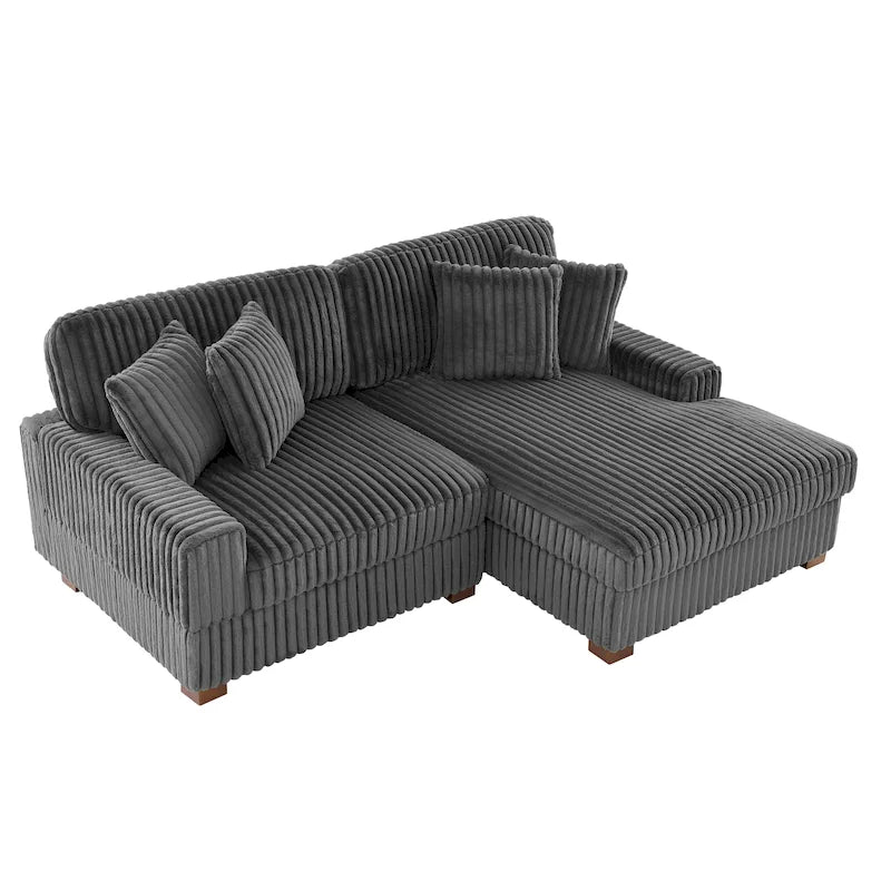 Canapé d'angle modulaire Anne 81 W en velours côtelé moelleux et confortable