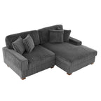 Canapé d'angle modulaire Anne 81 W en velours côtelé moelleux et confortable
