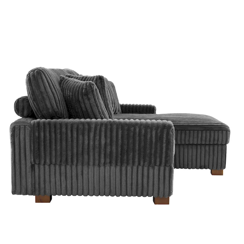 Canapé d'angle modulaire Anne 81 W en velours côtelé moelleux et confortable
