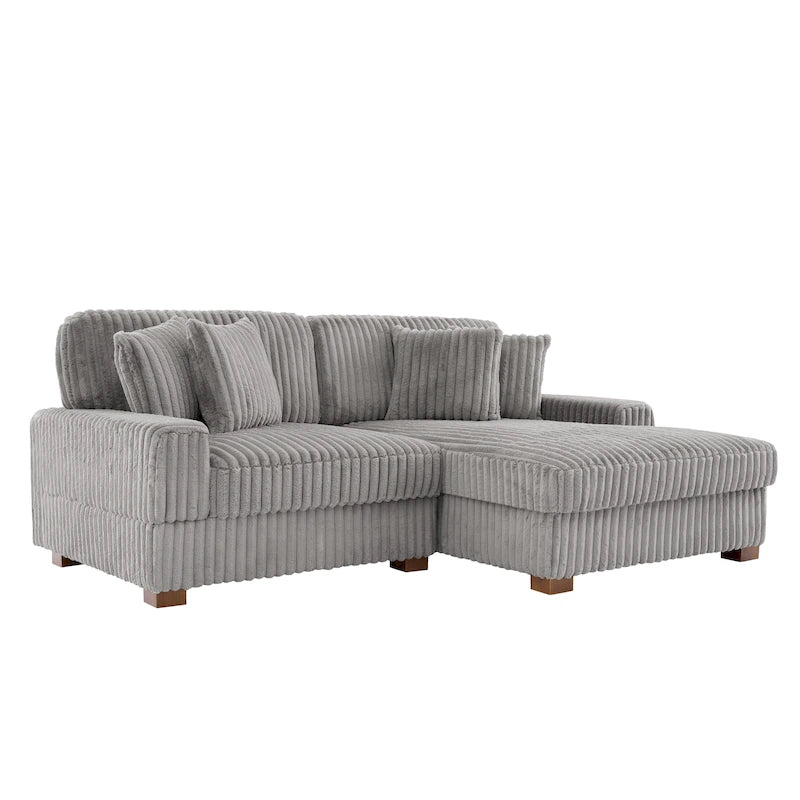 Canapé d'angle modulaire Anne 81 W en velours côtelé moelleux et confortable