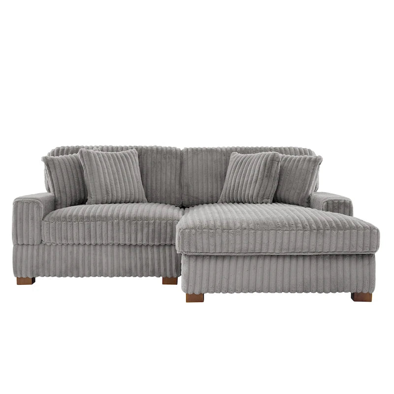 Canapé d'angle modulaire Anne 81 W en velours côtelé moelleux et confortable