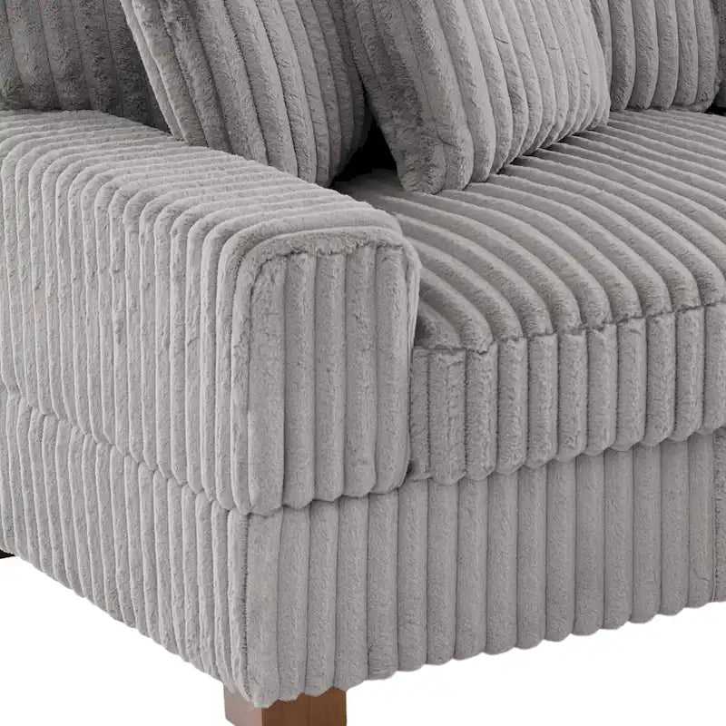 Canapé d'angle modulaire Anne 81 W en velours côtelé moelleux et confortable