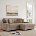 Canapé d'angle modulaire Anne 81 W en velours côtelé moelleux et confortable