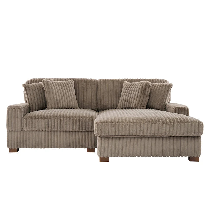 Canapé d'angle modulaire Anne 81 W en velours côtelé moelleux et confortable