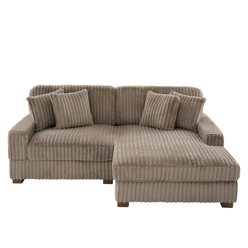 Canapé d'angle modulaire Anne 81 W en velours côtelé moelleux et confortable