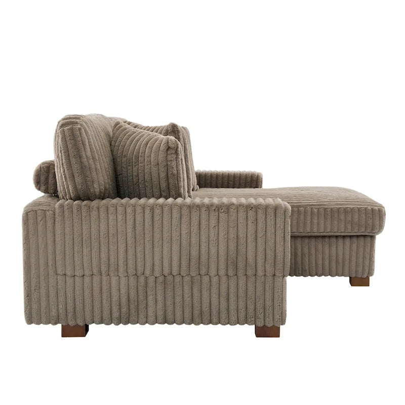Canapé d'angle modulaire Anne 81 W en velours côtelé moelleux et confortable