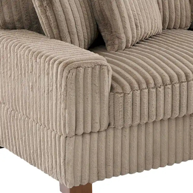 Canapé d'angle modulaire Anne 81 W en velours côtelé moelleux et confortable